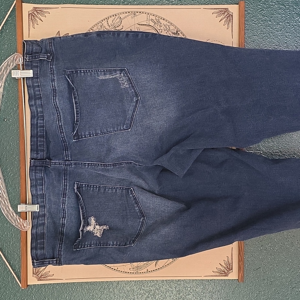 Distressed Dark Blue Stretch Skinny Jeans - Picture 5 of 5